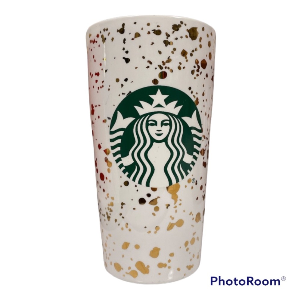 STARBUCKS 2019 WHITE GOLD SPECK MERMAID 12 OZ. TRAVEL COFFEE MUG CUP TUMBLER